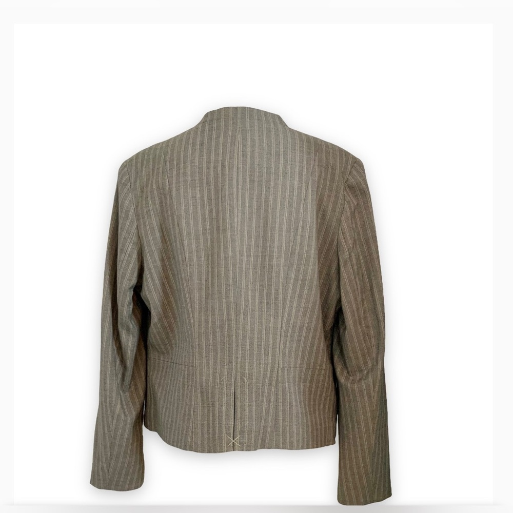 WORTHINGTON Neutral Pinstripe Blazer Career Office Grey Brown NWT Sz 12 - Picture 4 of 15